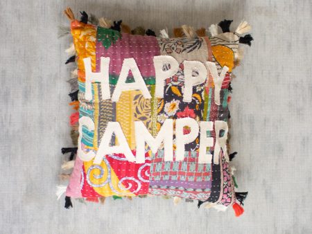 Happy Camper Kantha Pillow Online