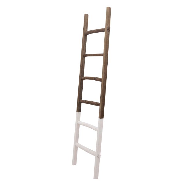 Wooden , Decorative 76  Ladder, 2-Tone White Hot on Sale