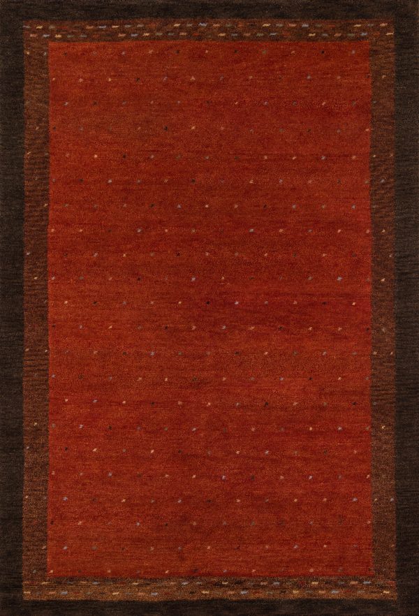 Transitional Hand Knotted Orange Rug Online Hot Sale