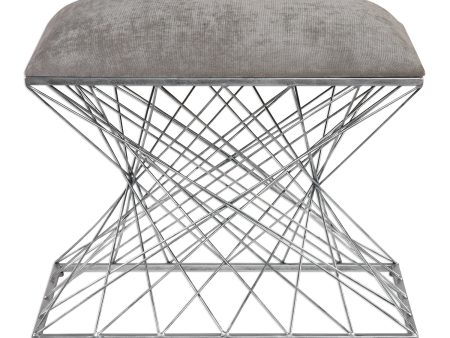 Zelia Silver Accent Stool Online Sale