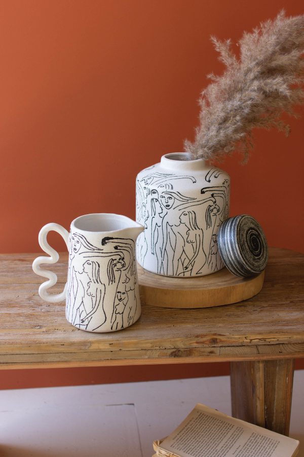 Abstract Figure Pitcher With Squiggle Handle Discount