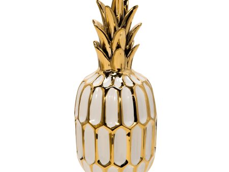 White Gold Ceramic Pineapple 9.75  Online Sale