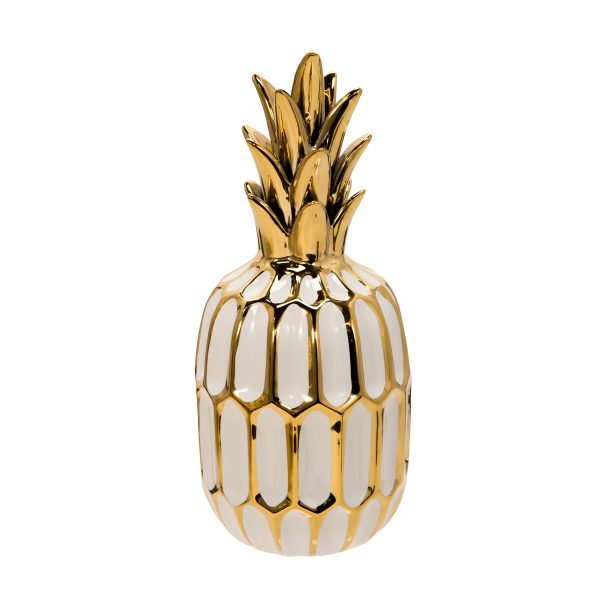 White Gold Ceramic Pineapple 9.75  Online Sale