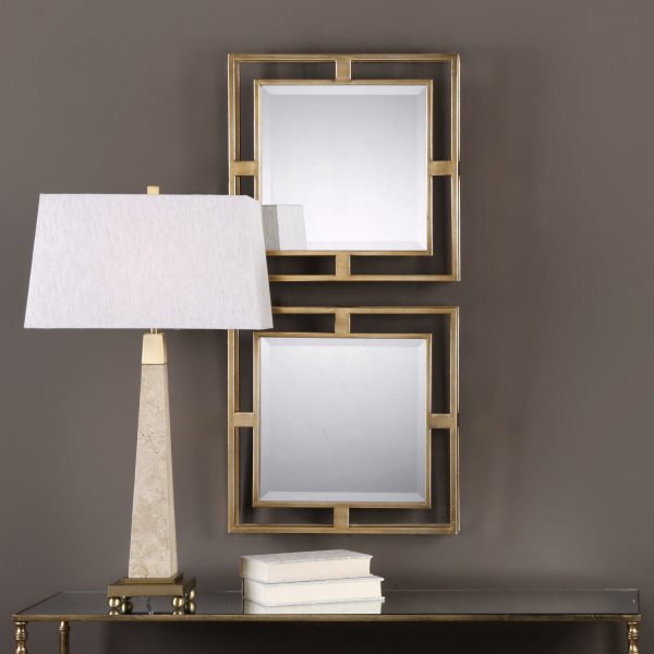 Allick Gold Square Mirrors S 2 Supply