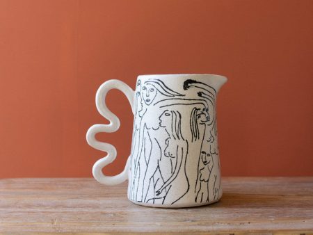 Abstract Figure Pitcher With Squiggle Handle Discount