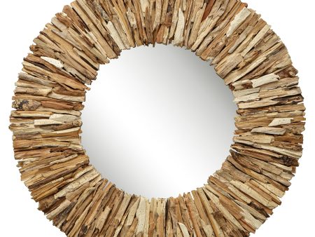 Teak Branch Bleached Round Mirror Fashion