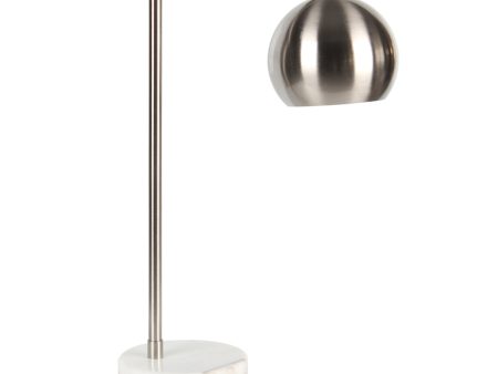 Metal 22  Round Task Table Lamp, Silver For Discount