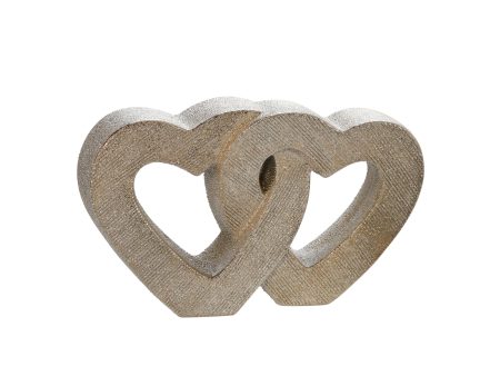 10  Ceramic Double Heart Table Deco, Champagne on Sale