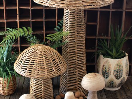 Set Of Two Woven Seagrass Mushrooms For Discount