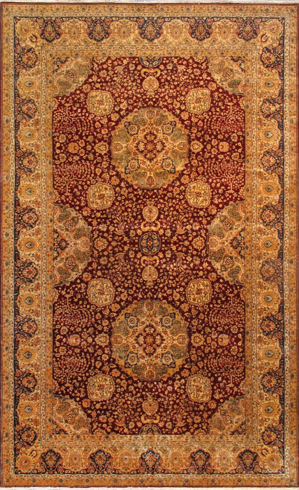 Agra Collection Hand-Knotted Lamb s Wool Area Rug-11  2  X 18  4  , Red Sale