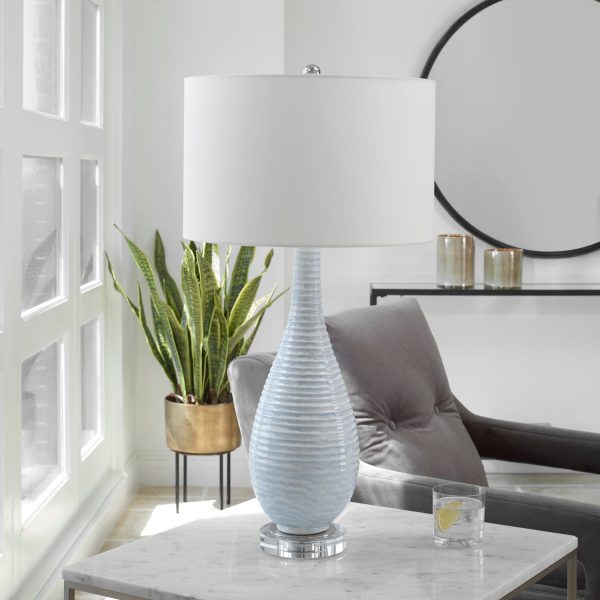 Clariot Ribbed Blue Table Lamp on Sale