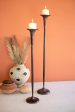 Set Of 2 Tall Metal Candle Holders W Antique Copper Finish on Sale