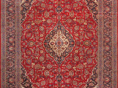 Antique Kashan Collection Lamb s Wool Area Rug-10  5  X 14  0  , Red Online Sale