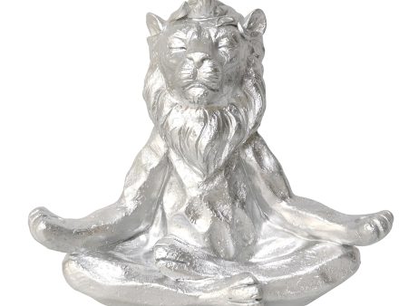 Resin 7  Yoga Lion, Silver For Sale