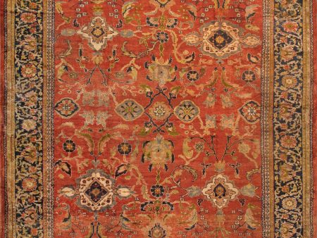 Antique Ziegler Sul Collection Lamb s Wool Area Rug-12  2  X 15  4  , Rust Supply