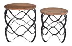 Wavy Iron Set Of Tables With Wood Top Fashion