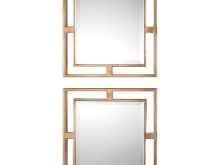 Allick Gold Square Mirrors S 2 Supply