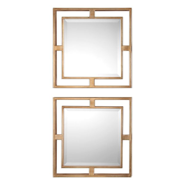 Allick Gold Square Mirrors S 2 Supply