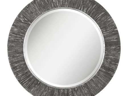 Wenton Round Aged Wood Mirror Online now