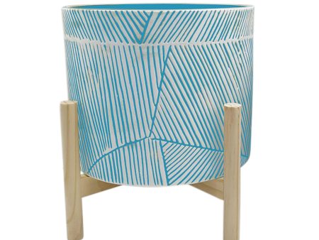 10  Planter W  Wood Stand, Blue Online now