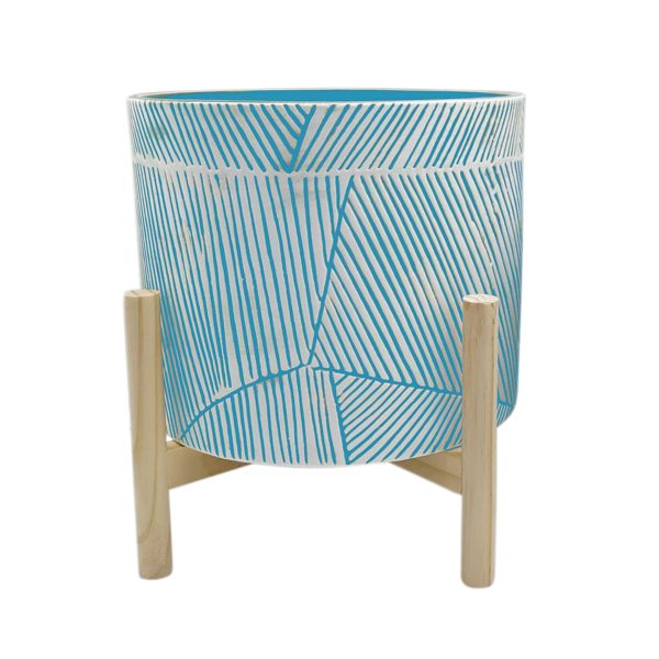 10  Planter W  Wood Stand, Blue Online now