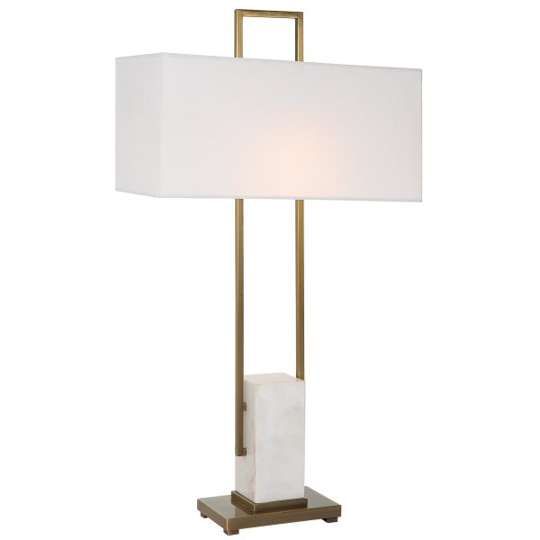 Column White Marble Table Lamp For Sale