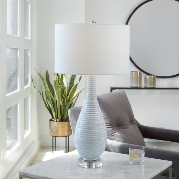 Clariot Ribbed Blue Table Lamp on Sale