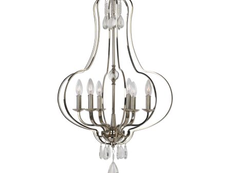 Genie 6 Light Polished Nickel Chandelier Online now