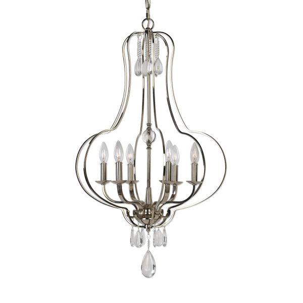 Genie 6 Light Polished Nickel Chandelier Online now