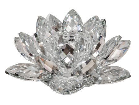 Silver Crystal Lotus Candle Holder 8.25  Fashion