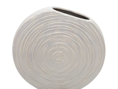 11 H Oval Swirled Vase, White Cheap