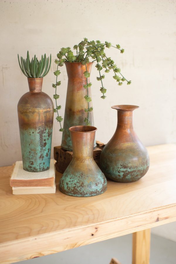 Set Of Four Two-Toned Copper Vases Online Hot Sale