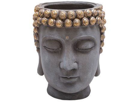 Resin Buddha Head Flower Pot, Gray Gold Online Sale