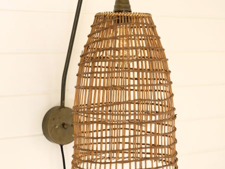 Wicker Dome Wall Sconce Lamp For Sale