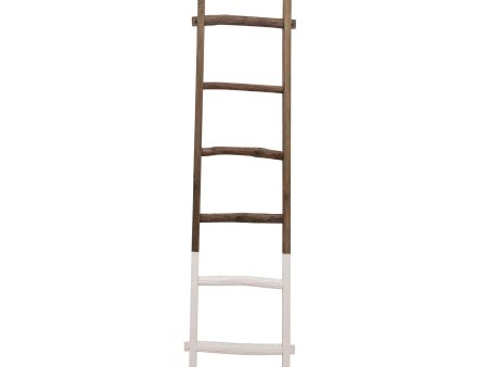 Wooden , Decorative 76  Ladder, 2-Tone White Hot on Sale