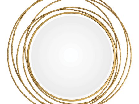 Whirlwind Gold Round Mirror For Sale