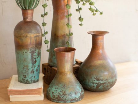 Set Of Four Two-Toned Copper Vases Online Hot Sale