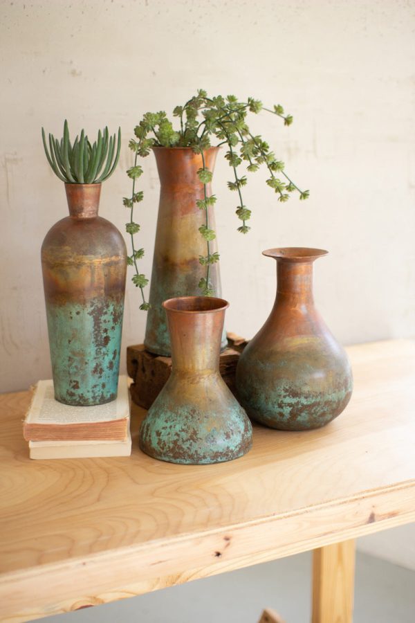 Set Of Four Two-Toned Copper Vases Online Hot Sale