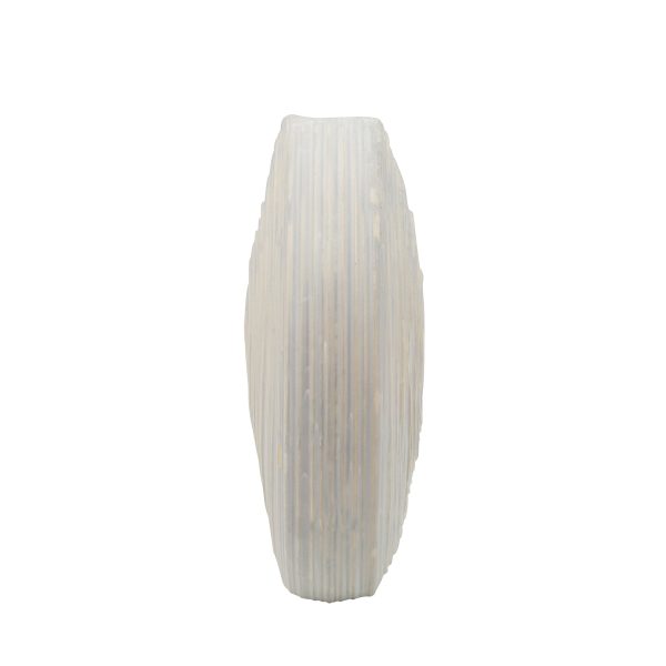 11 H Oval Swirled Vase, White Cheap