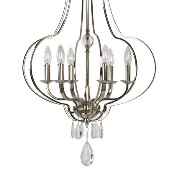 Genie 6 Light Polished Nickel Chandelier Online now