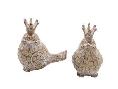 S 2 Resin Birds W Crowns, Brown Discount