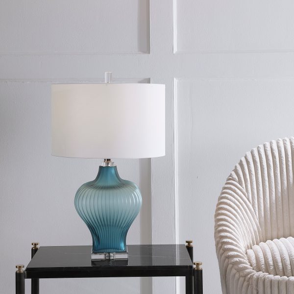 Marjorie Frosted Turquoise Table Lamp Online Sale