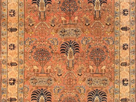 Antique Tabriz Collection Lamb s Wool Area Rug- 7  0  X 10  6  , Rose For Discount