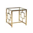 Gold Metal Glass Accent Table, Kd Fashion