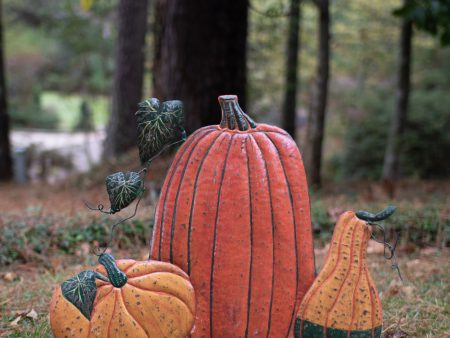 Hand-Hammered Metal Pumpkin Yard Stakes Hot on Sale