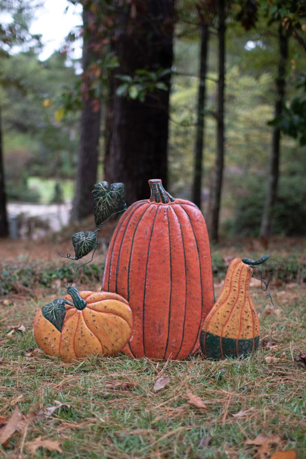 Hand-Hammered Metal Pumpkin Yard Stakes Hot on Sale