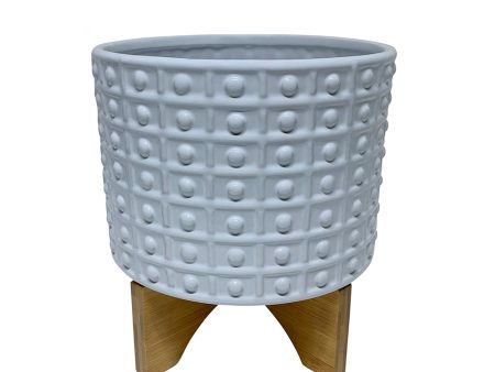 11  Dotted Planter W  Stand, White Cheap