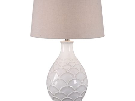 Camellia Glossed White Table Lamp on Sale