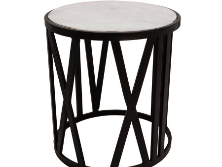 19  Round Side Table, Black White For Sale