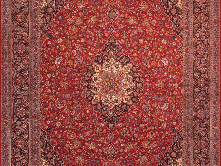 Antique Kashan Collection Lamb s Wool Area Rug-10 10  X 14  7  , Red Online Hot Sale